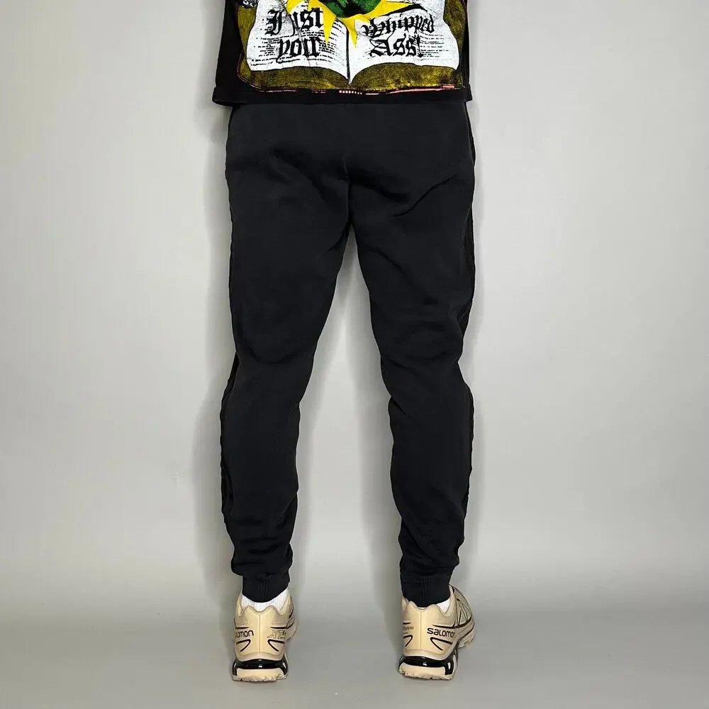 Vintage Y2K Adidas Sweatpants Mens L Soccer Slim Black White Logo Cotton Joggers